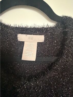 H&M Black Fuzzy Metallic Thread Sweater